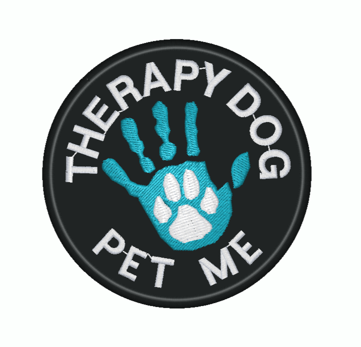 Therapy Dog Hand Paw Pet Me I'm Friendly 3" Embroidered Circle Patch