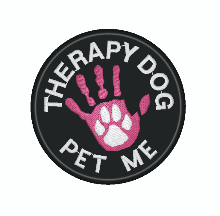Therapy Dog Hand Paw Pet Me I'm Friendly 3" Embroidered Circle Patch