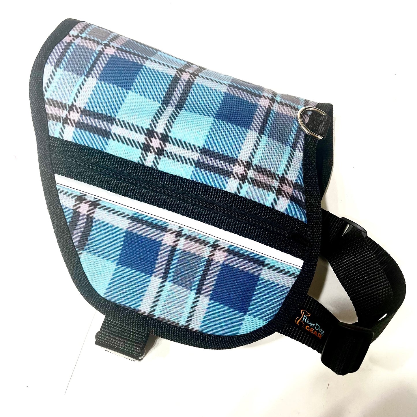 Premade Dog Pocket Vest - Plaid Tartan Turquoise
