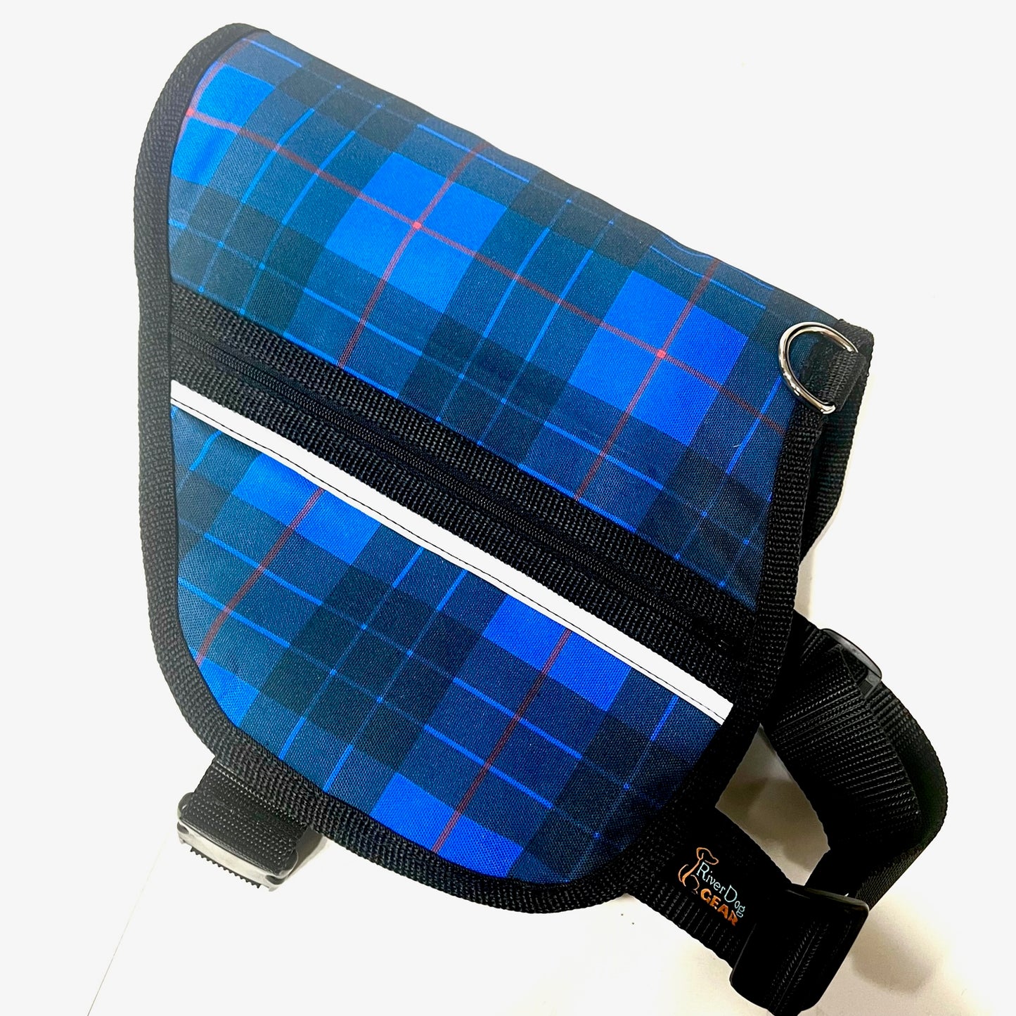 Premade Dog Pocket Vest Plaid Tartan Blue