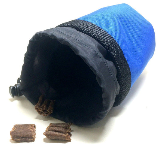The RIVER Dog Training Treat Bag Drawstring Pouch with Belt Clip - Blue