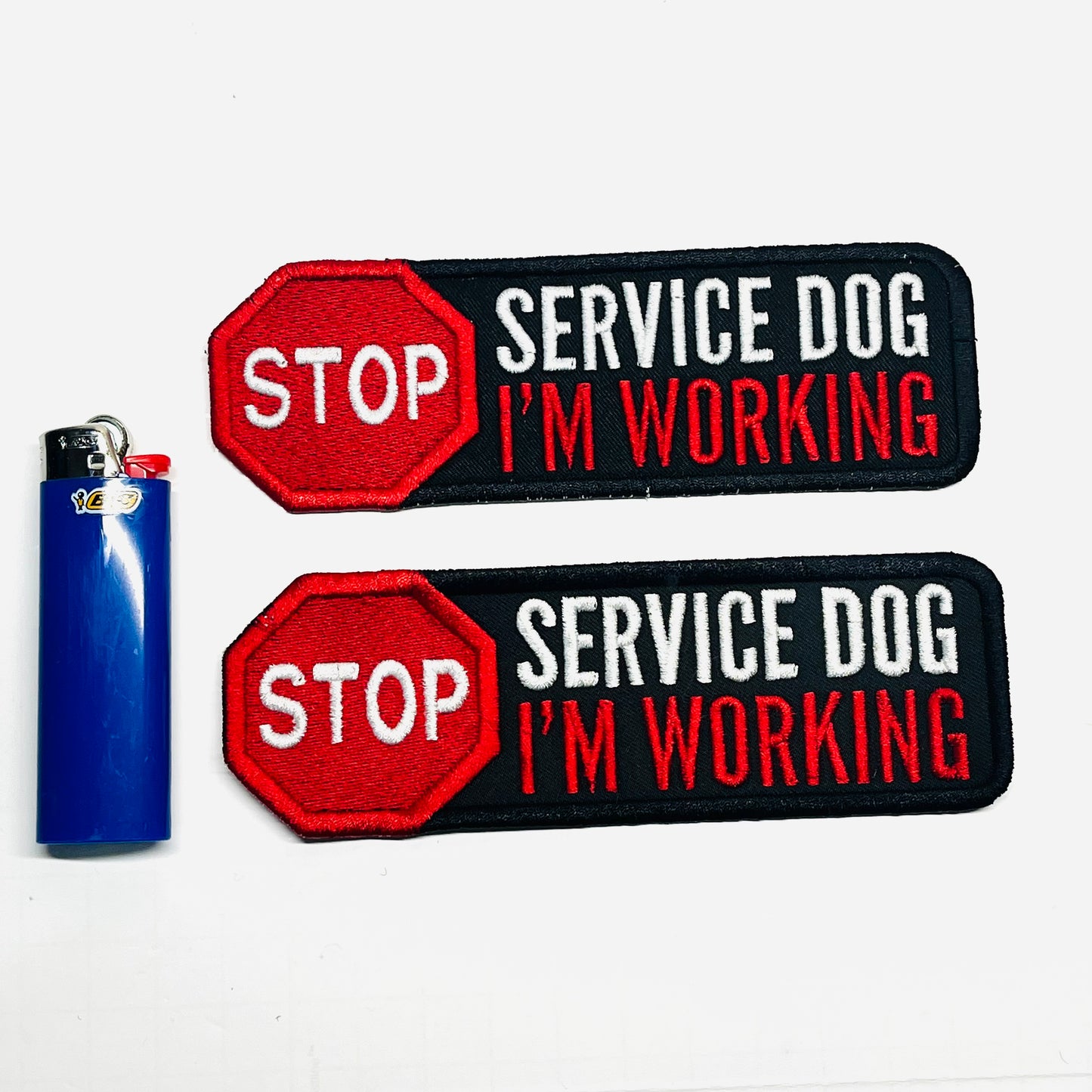 Stop Sign Service Dog I'm Working Long 2x6" Patch Set