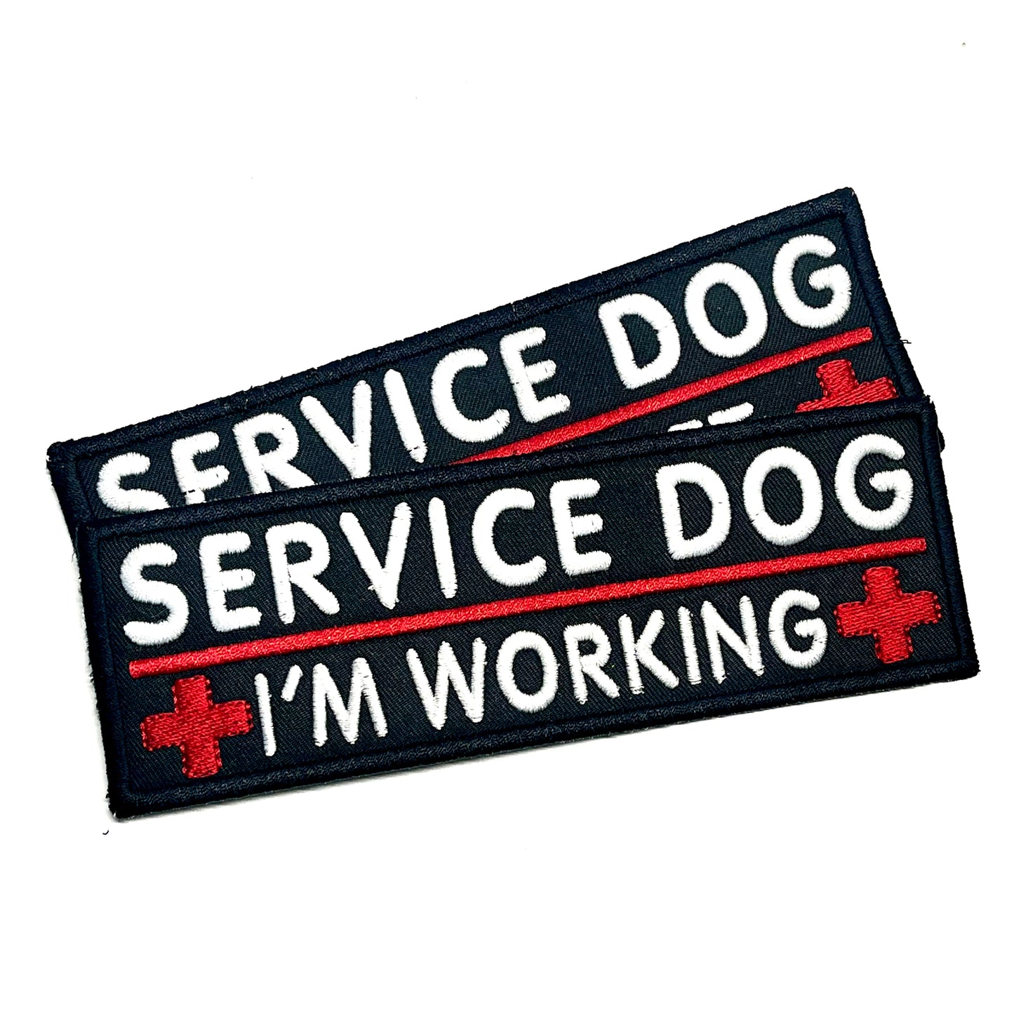 Service Dog Cross I'm Working / Training / Do Not Pet Long 2x6" Set of 2 Patch