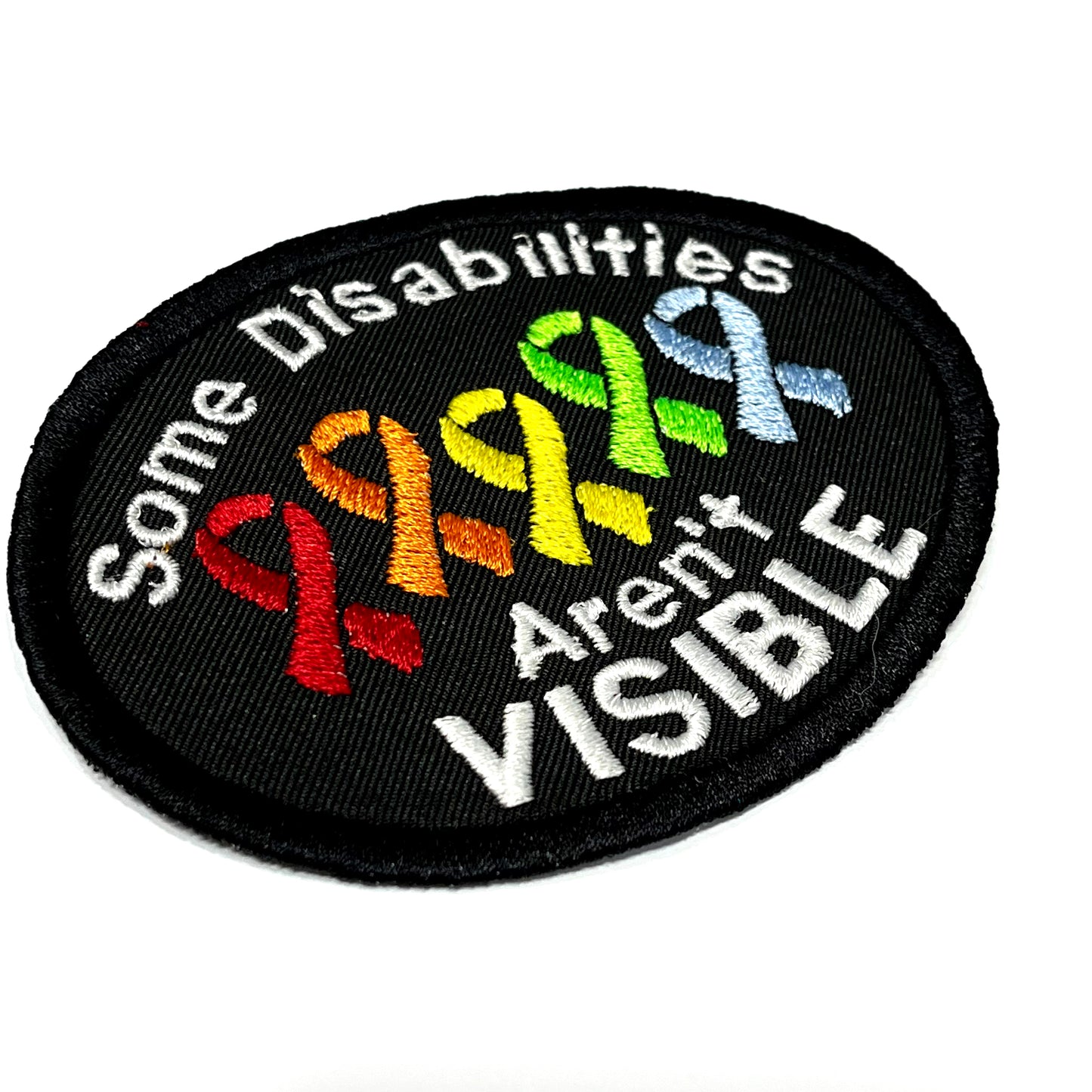 Some Disabilities aren’t Visible Oval Rainbow Ribbon Patch