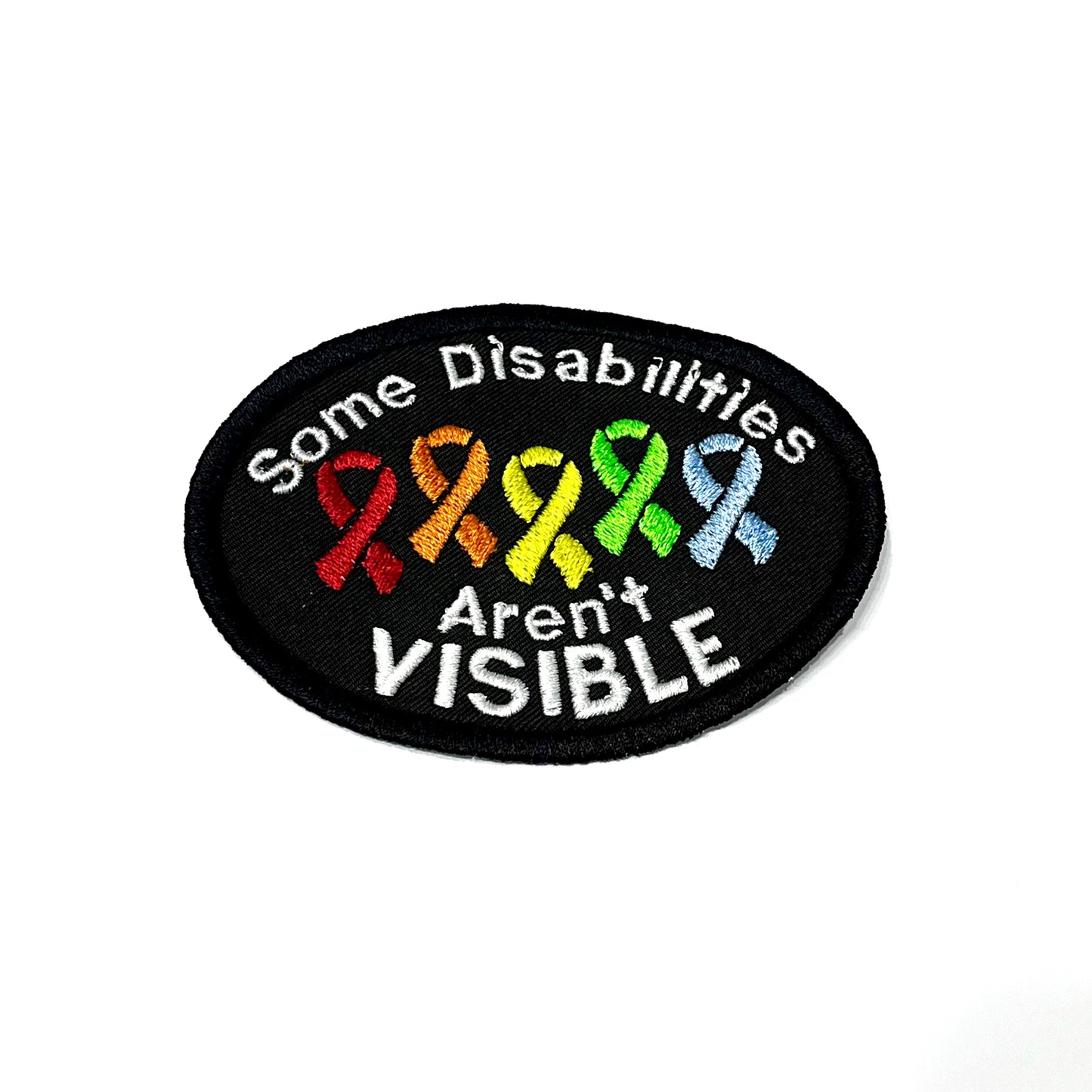 Some Disabilities aren’t Visible Oval Rainbow Ribbon Patch