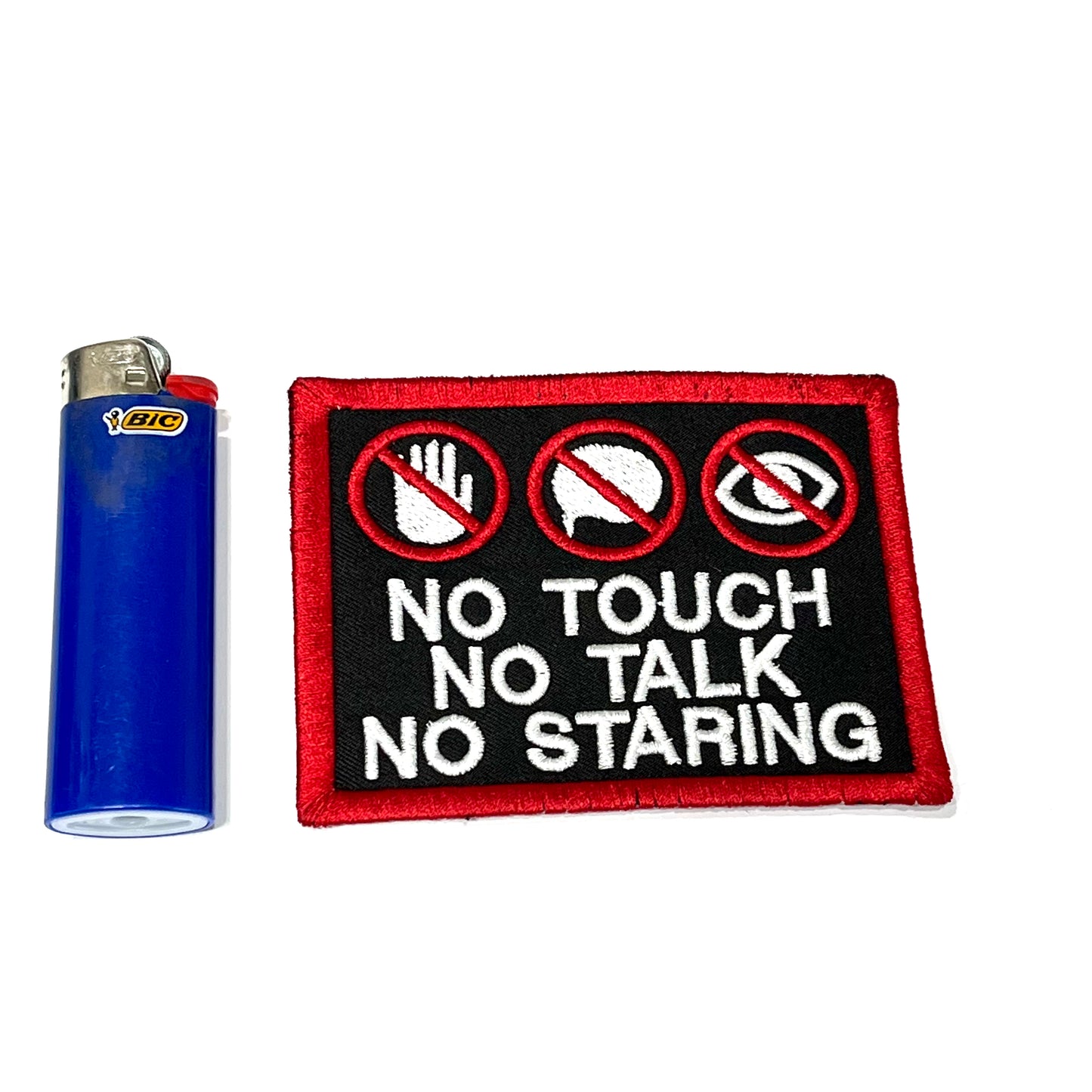 Block Patch LOGOs No Touch No Talk No Staring