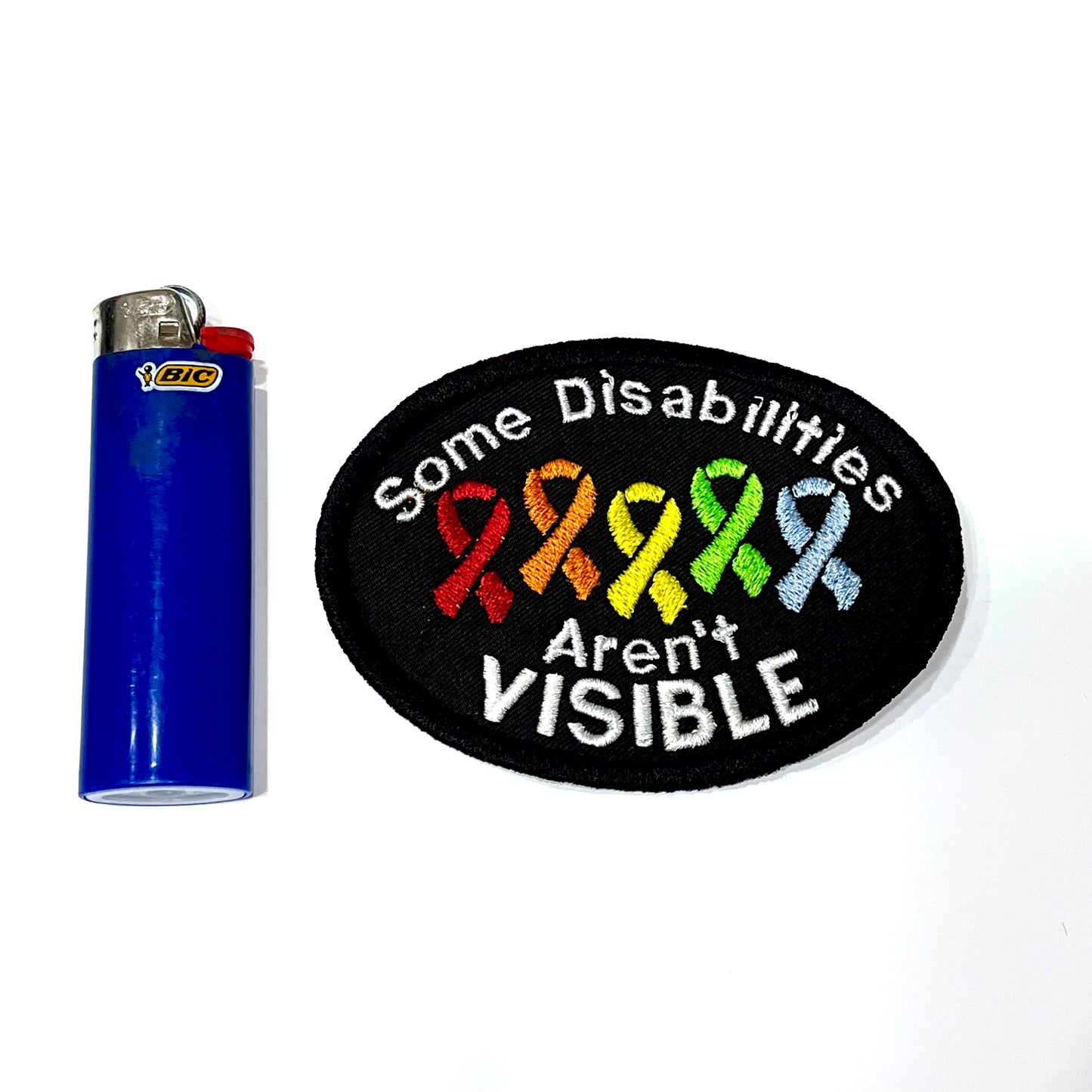 Some Disabilities aren’t Visible Oval Rainbow Ribbon Patch