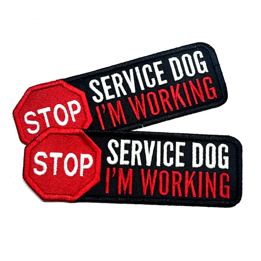 Stop Sign Service Dog I'm Working Long 2x6" Patch Set