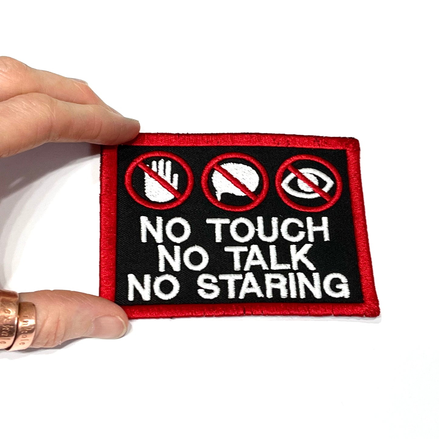 Block Patch LOGOs No Touch No Talk No Staring
