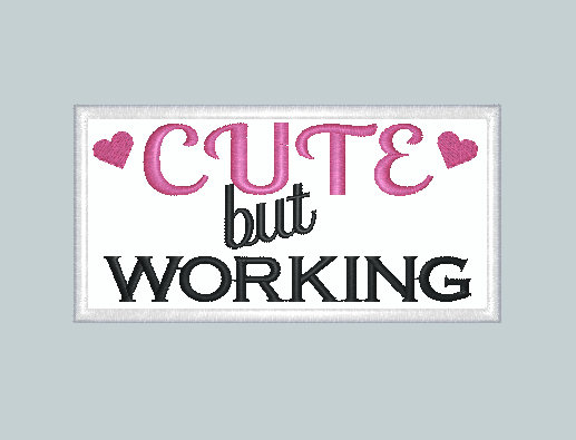 Cute But Working Hearts Embroidered Patch