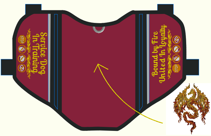 Custom Dragon Service Dog Pocket Vest order for Sim