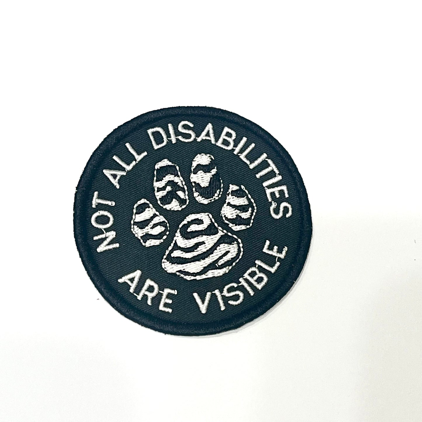 Ehlers Danlos Zebra Paw Not All Disabilities Are Visible Embroidered 3" Circle Patch