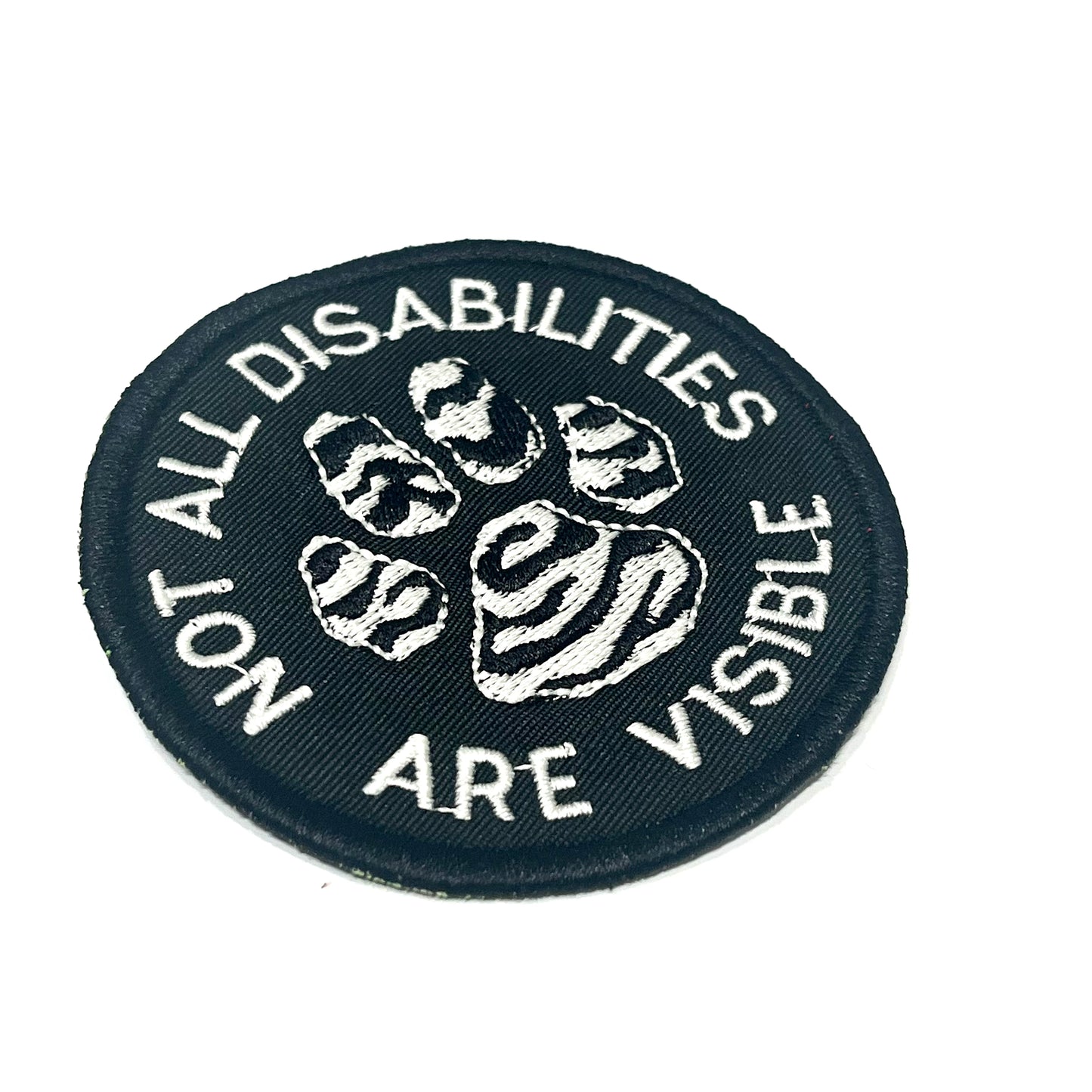 Ehlers Danlos Zebra Paw Not All Disabilities Are Visible Embroidered 3" Circle Patch