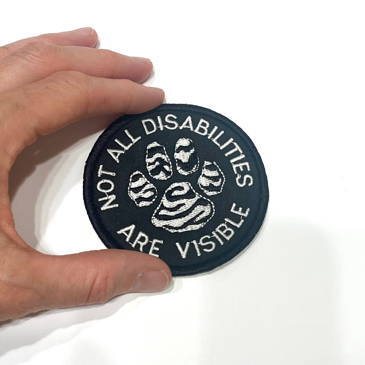 Ehlers Danlos Zebra Paw Not All Disabilities Are Visible Embroidered 3" Circle Patch