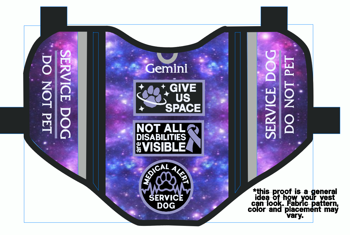 Custom Service Dog Pocket Vest order for Meredith