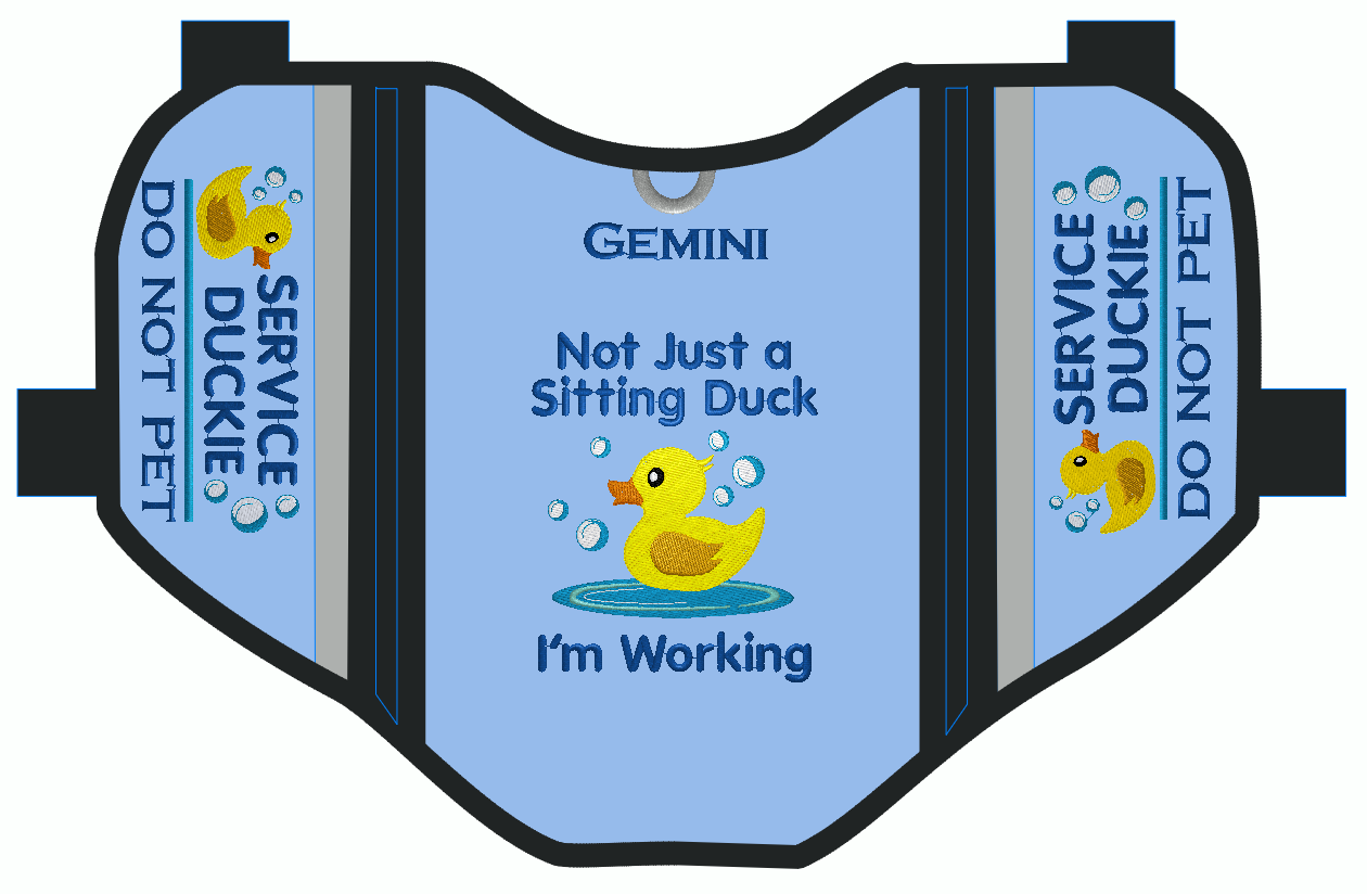 Custom Service Dog Duckie Vest Order for Meredith