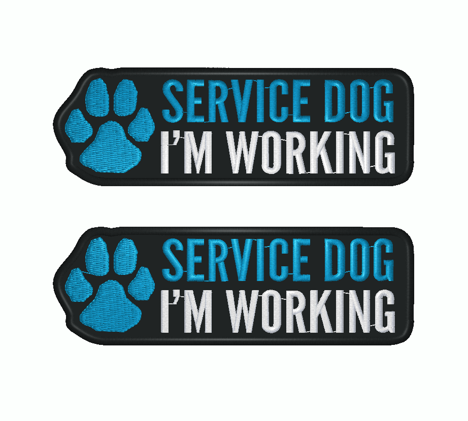 PAW Service Dog I'm Working Set of 2 Long Patches