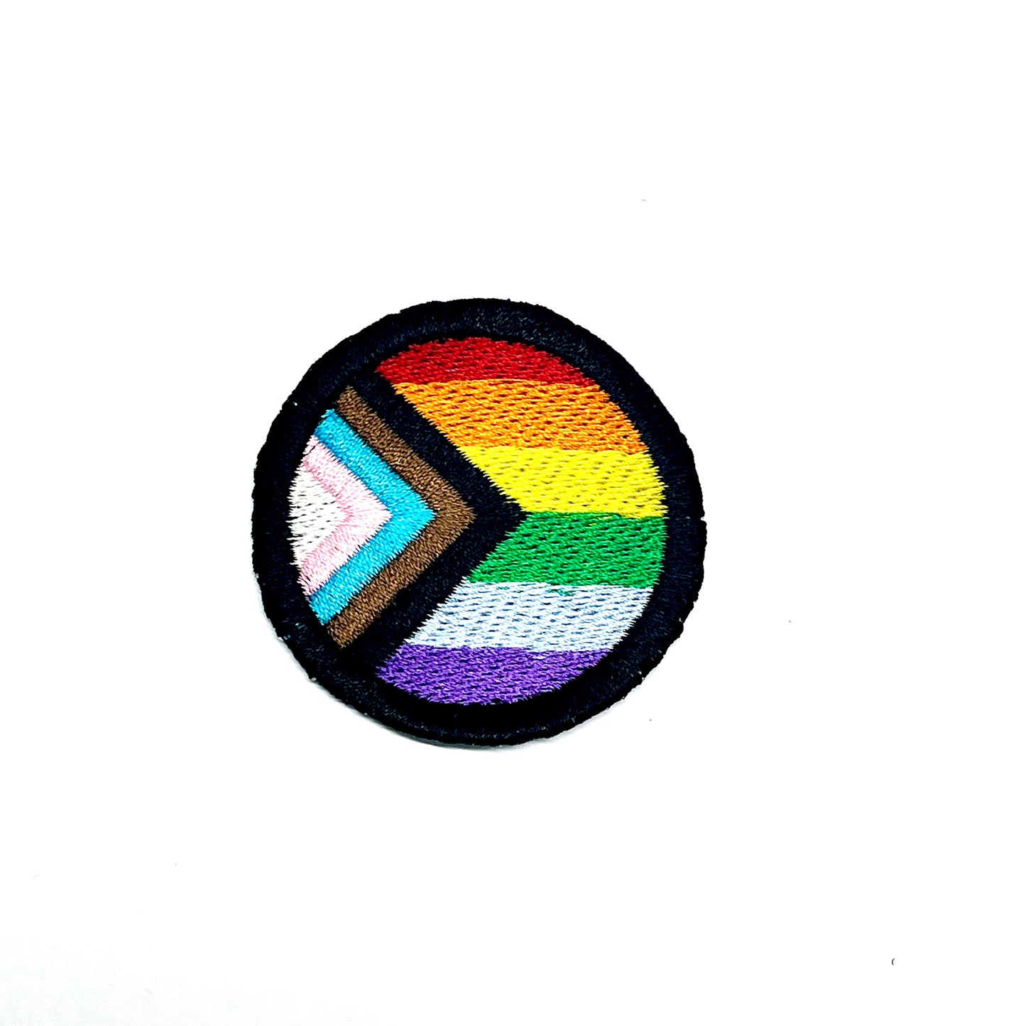 LGBTQ Progress Pride Flag Embroidered Circle Patch