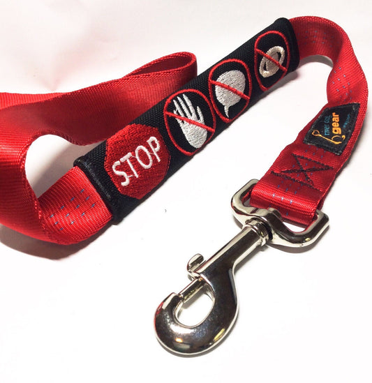 LOGOs Dog Leash Wrap - Stop No Touch No Talk No Eye Contact for 1" Leash