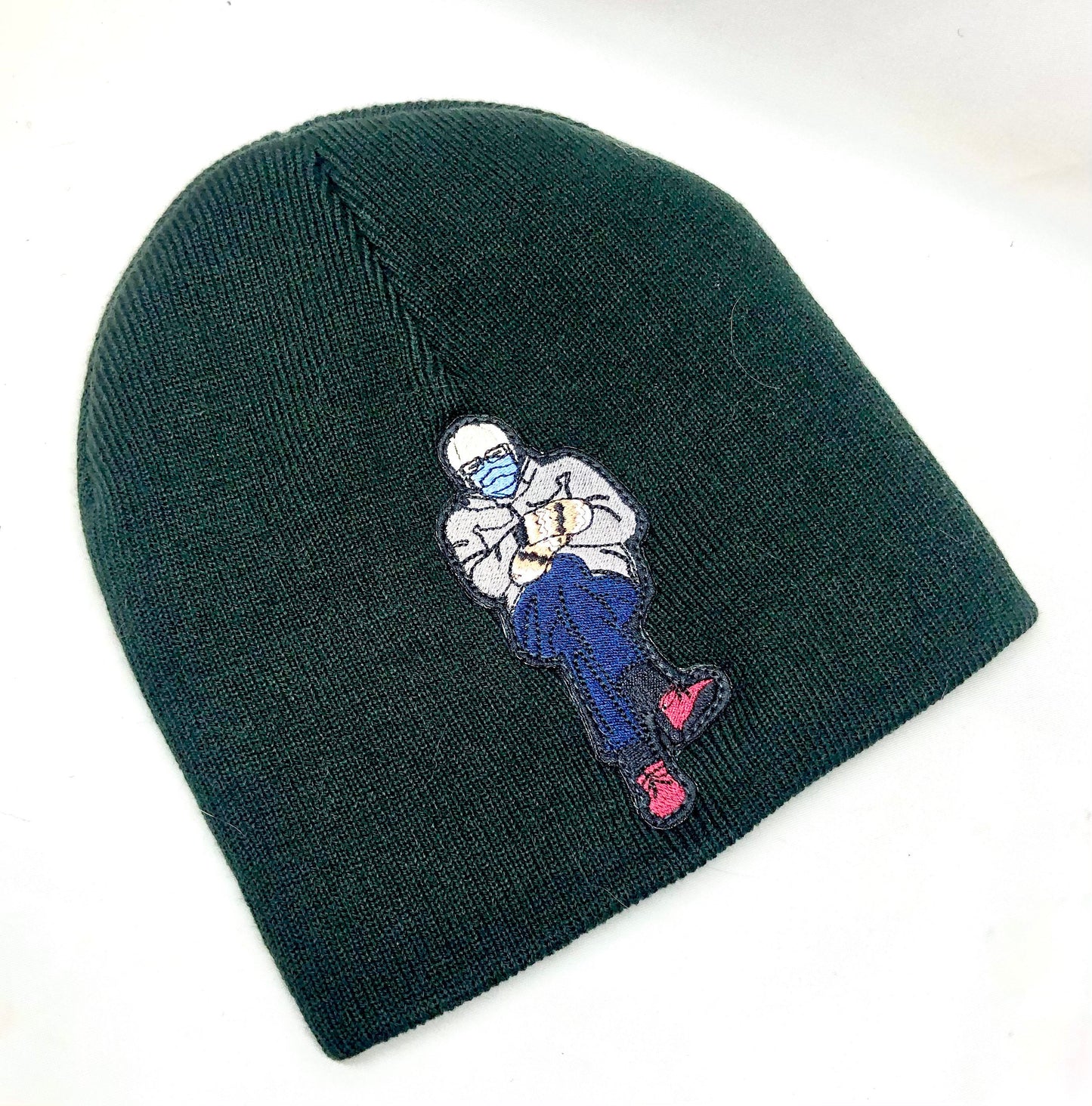 Bernie Sanders Sitting Mittens Embroidered Beanie