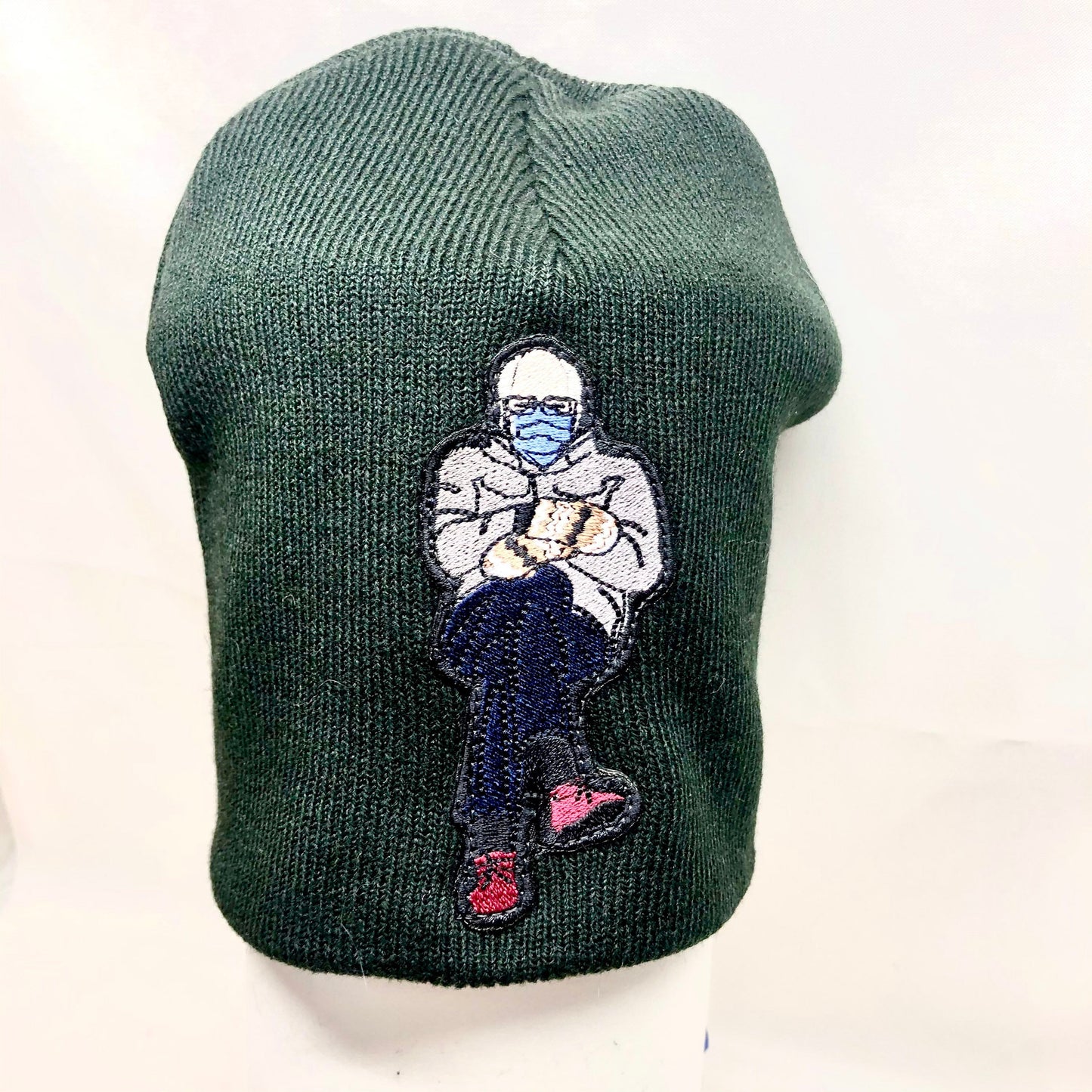 Bernie Sanders Sitting Mittens Embroidered Beanie