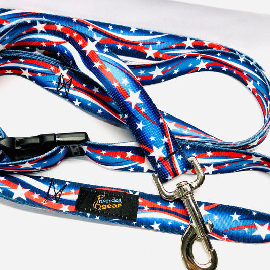 Custom order for Harriet 3/4" Hands Free Stars and Stripes Red White and Blue Dog Leash