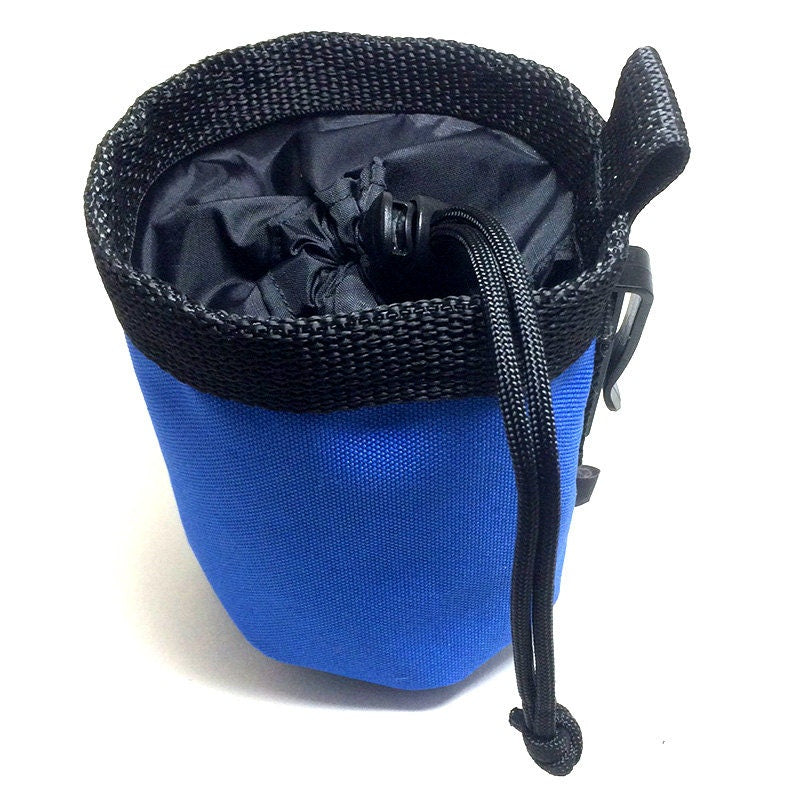 The RIVER Dog Training Treat Bag Drawstring Pouch with Belt Clip - Blue