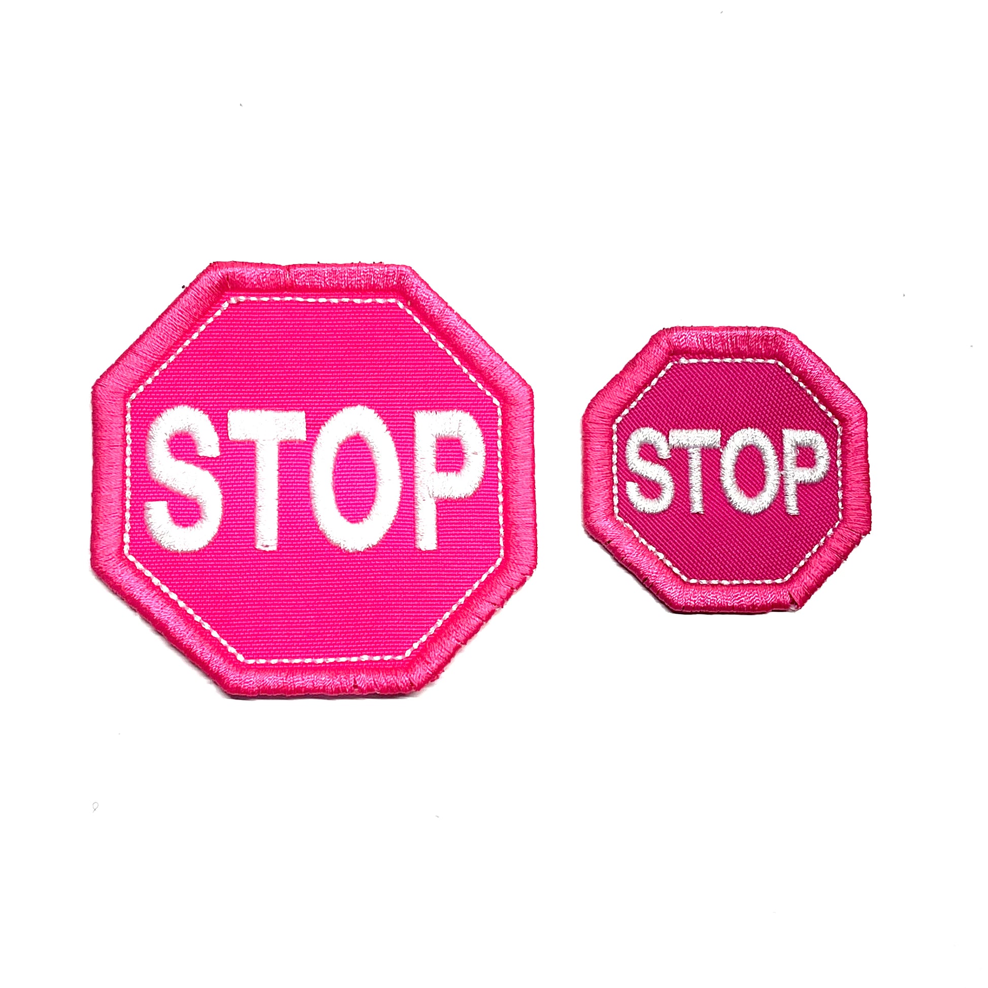 pink stop sign
